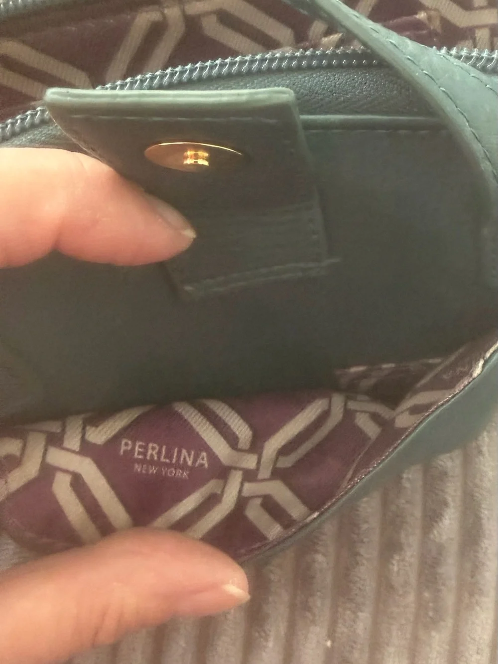 Perlina Forest Green Leather Crossbody with Gold Hardware